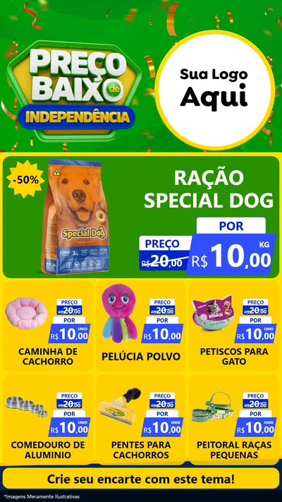 Modelo de Rede Social para Stories com o tema Preço Baixo de Independência para Pet Shop