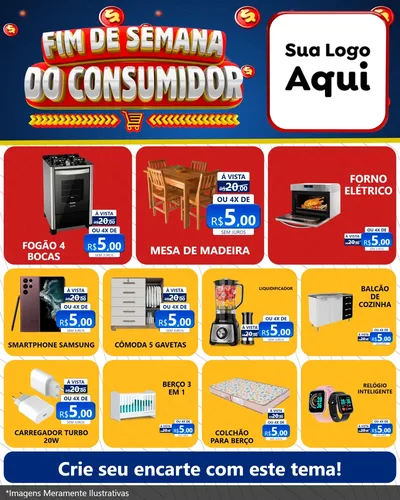 Modelo de Rede Social para Feed Instagram com o tema Fim de Semana do Consumidor para Móveis e Eletro