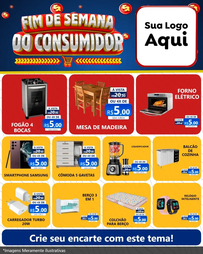 Modelo de Rede Social para Feed Instagram com o tema Fim de Semana do Consumidor para Móveis e Eletro