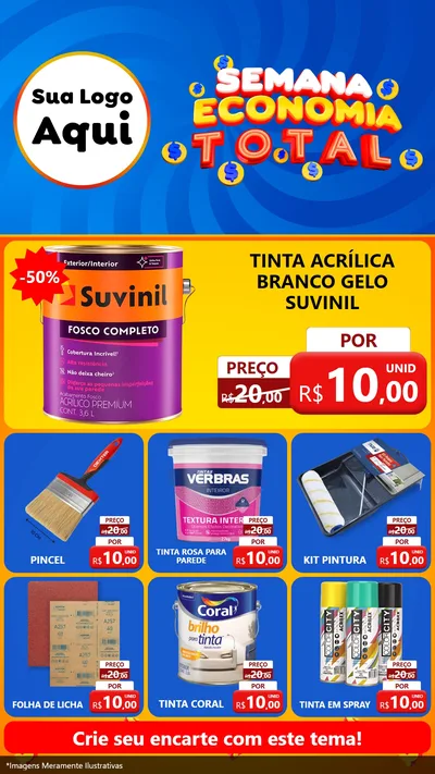Modelo de Rede Social para Stories com o tema Semana Economia Total para Tintas e Ferramentas