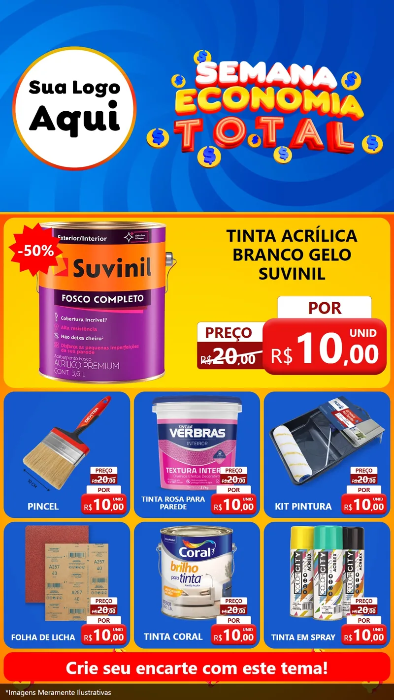 Modelo de Rede Social para Stories com o tema Semana Economia Total para Tintas e Ferramentas