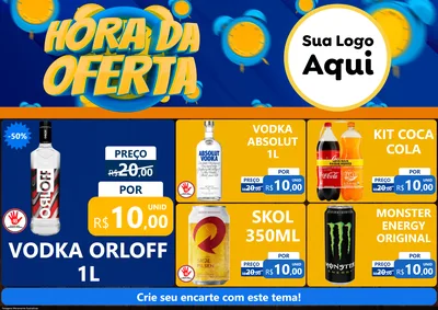 Modelo de Encarte para Encarte A4 Horizontal com o tema Hora da Oferta para Distribuidora de bebidas