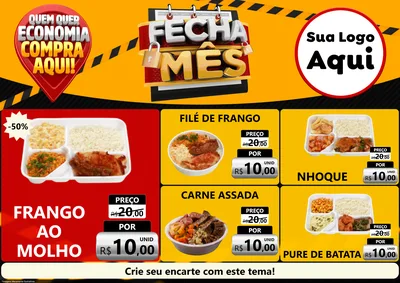 Modelo de Encarte para Encarte A4 Horizontal com o tema Fecha Mês para Restaurante