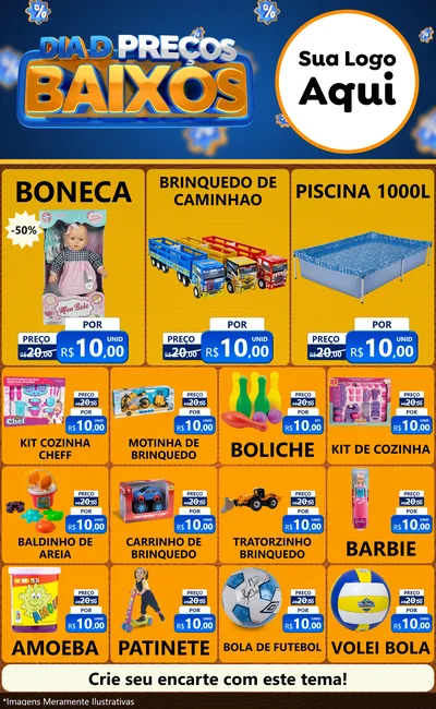 Modelo de Encarte para Encarte Grande com o tema Dia D Preço Baixo para Brinquedos
