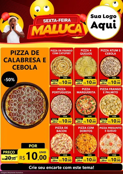 Modelo de Encarte para Encarte A4 Vertical com o tema Sexta-feira Maluca para Pizzaria