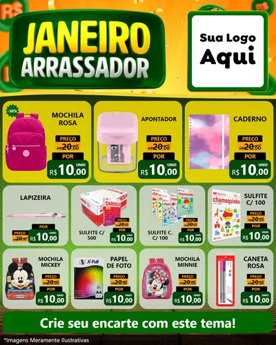 Modelo de Rede Social para Feed Instagram com o tema Janeiro Arrasador para Papelaria