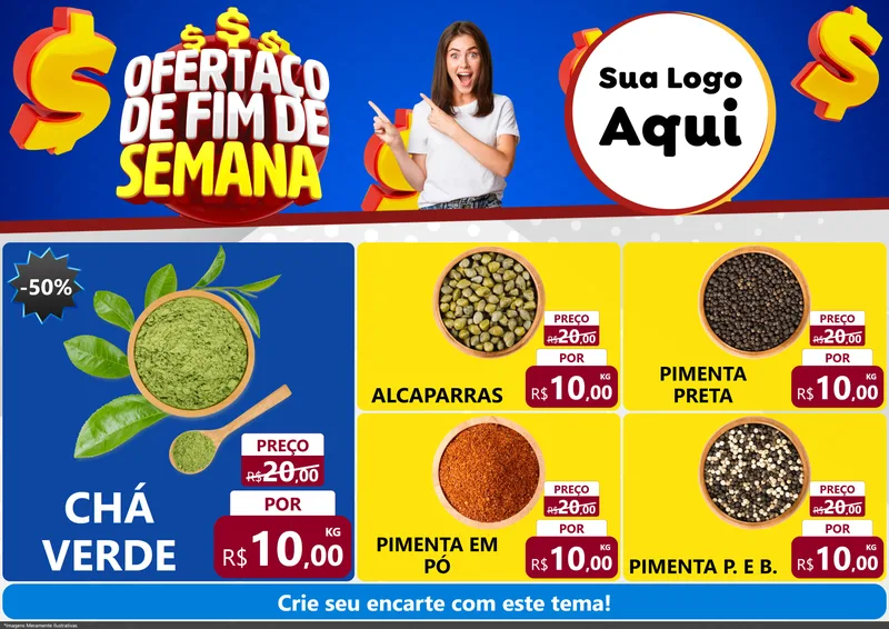 Modelo de Encarte para Encarte A4 Horizontal com o tema Ofertaço de Fim de Semana para Produtos Naturais