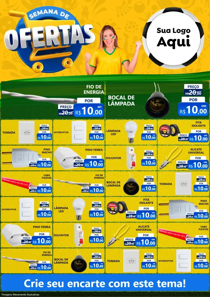 Modelo de Encarte para Encarte A4 Vertical com o tema Semana de Ofertas - Copa para Materiais Elétricos