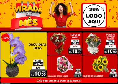 Modelo de Encarte para Encarte A4 Horizontal com o tema Virada de Mês para Floricultura e jardim