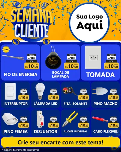 Modelo de Rede Social para Feed Instagram com o tema Semana do Cliente para Materiais Elétricos