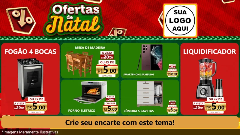 Modelo de TV para TV Horizontal com o tema Ofertas de Natal para Móveis e Eletro