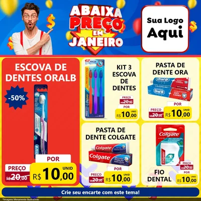 Modelo de Rede Social para Feed Facebook com o tema Abaixa Preço em Janeiro para Higiene Pessoal