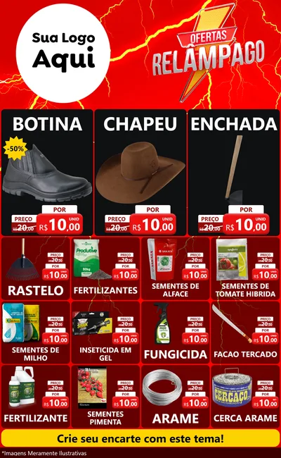 Modelo de Encarte para Encarte Grande com o tema Ofertas Relâmpago para Agropecuária