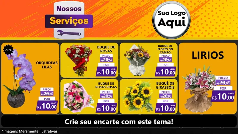 Modelo de TV para TV Horizontal com o tema Nossos Serviços para Floricultura e jardim