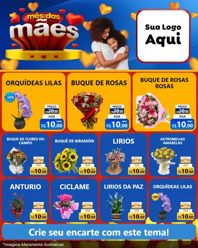Modelo de Rede Social para Feed Instagram com o tema Mês das Mães para Floricultura e jardim