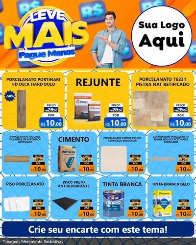 Modelo de Rede Social para Feed Instagram com o tema Leve Mais, Pague Menos para Pisos e revestimentos