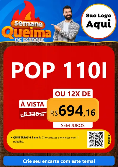 Modelo de Cartaz para Cartaz A4 Vertical com o tema Semana Queima de Estoque para Concessionaria de Motos