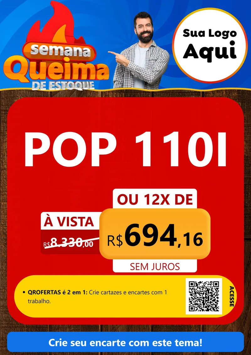 Modelo de Cartaz para Cartaz A4 Vertical com o tema Semana Queima de Estoque para Concessionaria de Motos