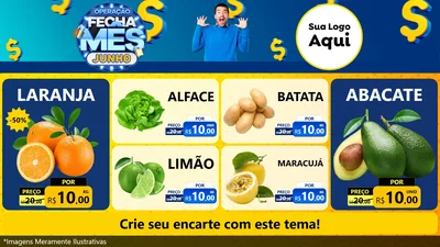 Modelo de TV para TV Horizontal com o tema Operação Fecha Mês, Junho para Hortifrúti