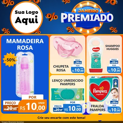 Modelo de Rede Social para Feed Facebook com o tema Janeiro Premiado para Bebês