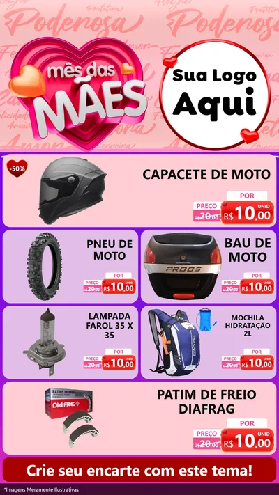 Modelo de TV para TV Vertical com o tema Mês Das Mães para Moto peças