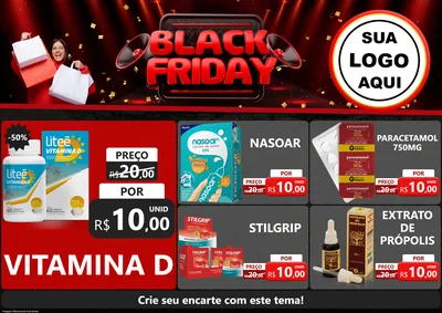Modelo de Encarte para Encarte A4 Horizontal com o tema Black Friday para Farmácia