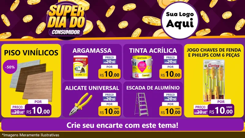 Modelo de TV para TV Horizontal com o tema Super Dia do Consumidor para Material para Construção