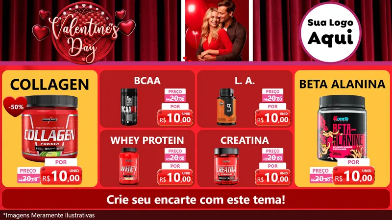 Modelo de TV para TV Horizontal com o tema Valentine's Day para Suplementos alimentares