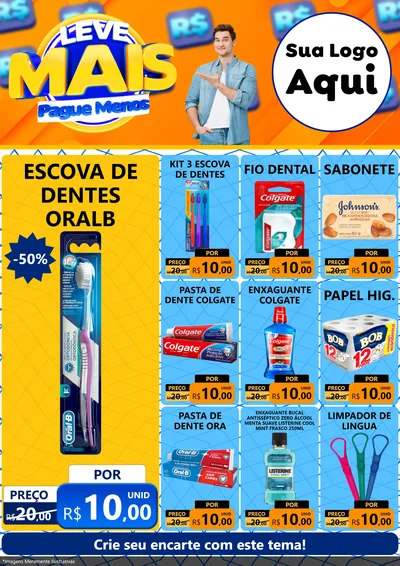 Modelo de Encarte para Encarte A4 Vertical com o tema Leve Mais, Pague Menos para Higiene Pessoal