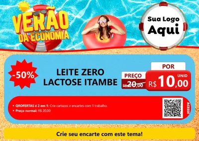 Modelo de Cartaz para Cartaz A4 Horizontal com o tema Verão da Economia para Frios e Laticínios