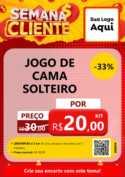 Modelo de Cartaz para Cartaz A4 Vertical com o tema Semana do Cliente para Cama, Mesa e Banho