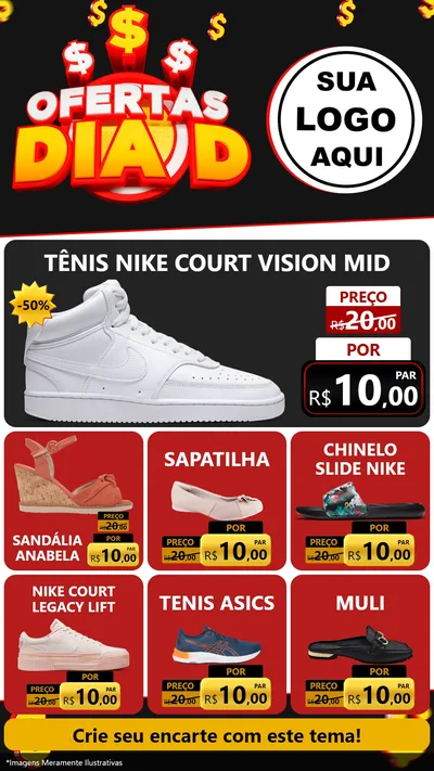 Modelo de Rede Social para Stories com o tema Ofertas Dia D para Calçados