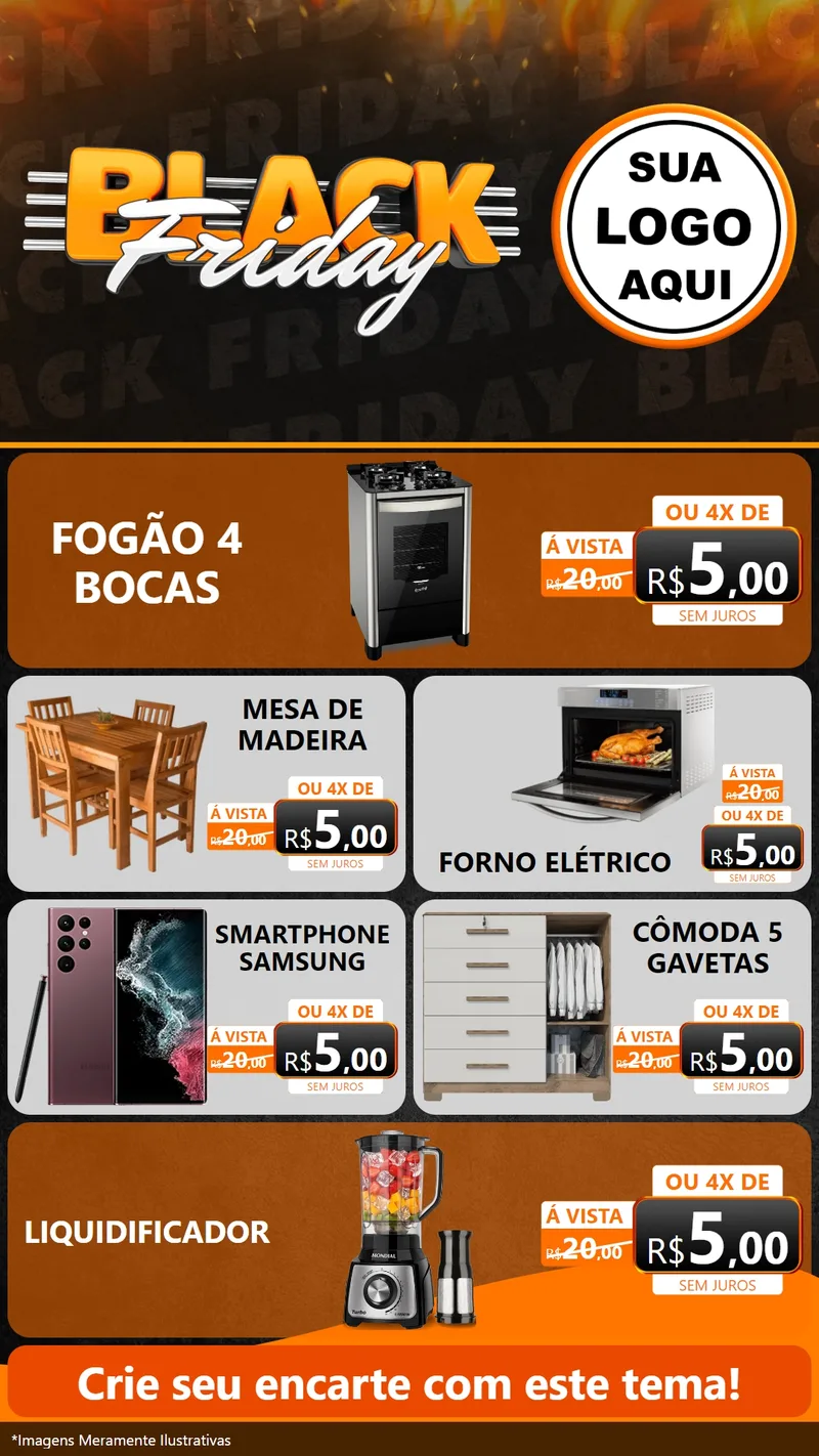 Modelo de TV para TV Vertical com o tema Black Friday para Móveis e Eletro