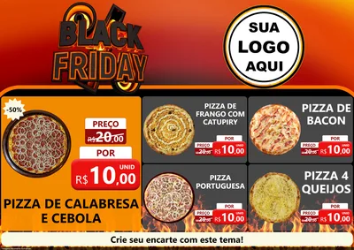 Modelo de Encarte para Encarte A4 Horizontal com o tema Black Friday para Pizzaria