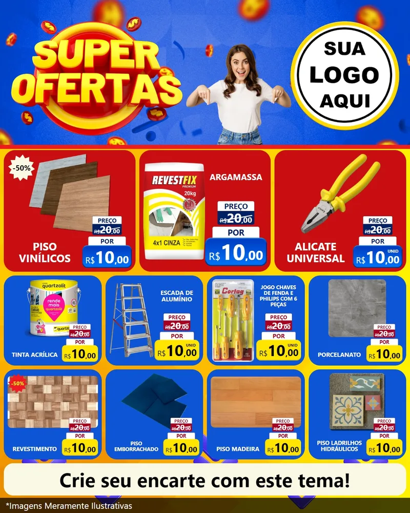 Modelo de Rede Social para Feed Instagram com o tema Super Ofertas para Material para Construção