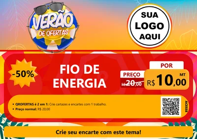 Modelo de Cartaz para Cartaz A4 Horizontal com o tema Verão de Ofertas para Materiais Elétricos