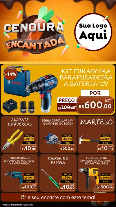 Modelo de Rede Social para Stories com o tema Cenoura Encantada - Páscoa para Maquinas e Ferramentas