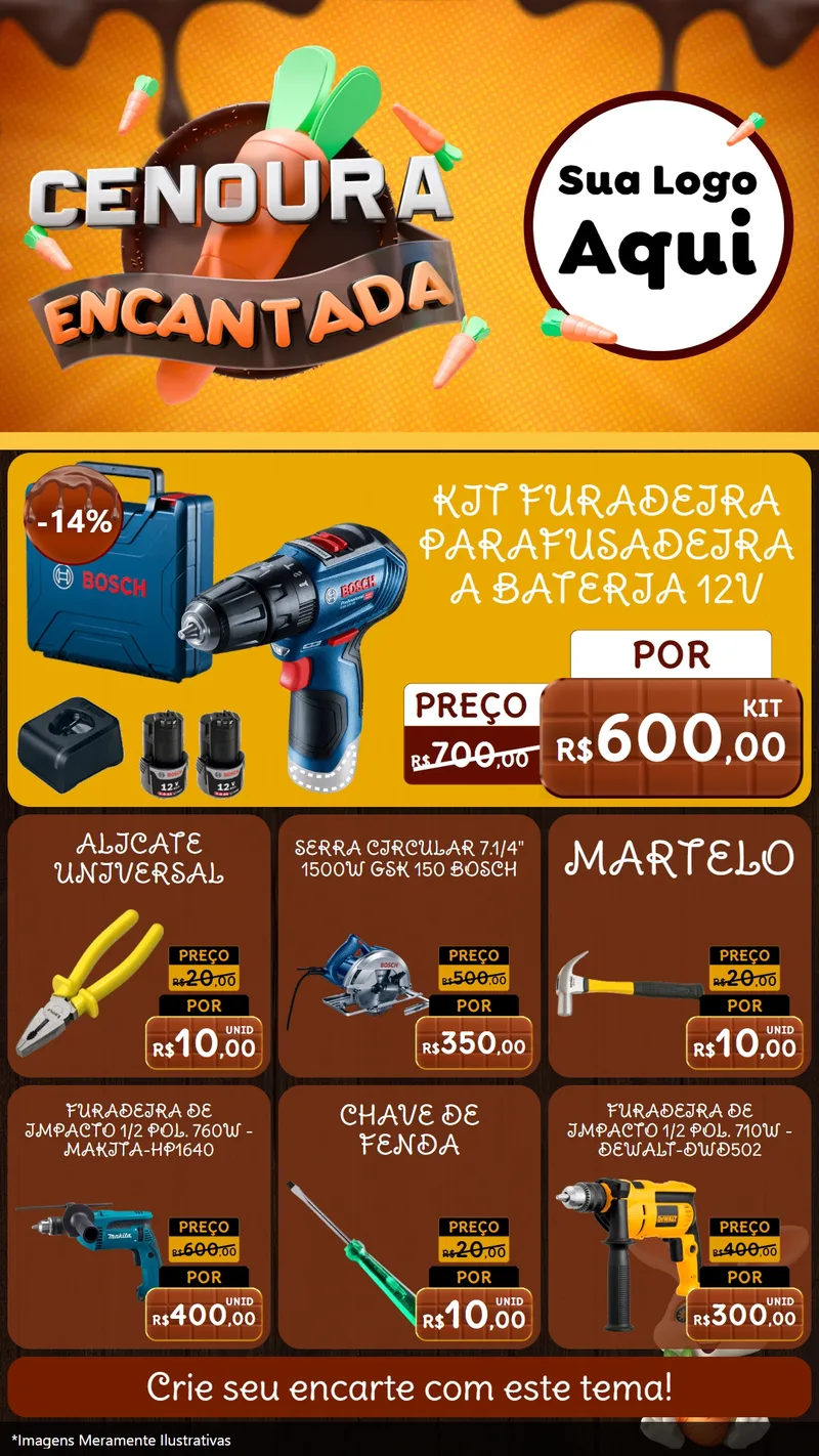 Modelo de Rede Social para Stories com o tema Cenoura Encantada - Páscoa para Maquinas e Ferramentas