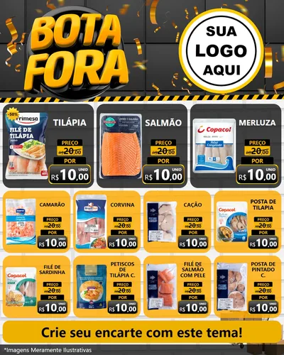 Modelo de Rede Social para Feed Instagram com o tema Bota Fora para Peixaria