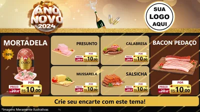 Modelo de TV para TV Horizontal com o tema Feliz Ano Novo 2027 para Frios e Laticínios