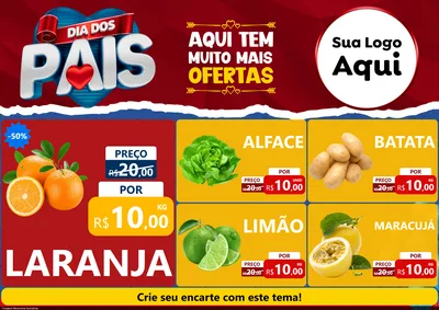 Modelo de Encarte para Encarte A4 Horizontal com o tema Dia dos Pais para Hortifrúti