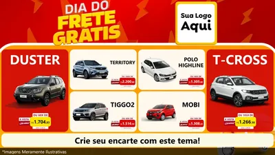 Modelo de TV para TV Horizontal com o tema Dia do Frete Grátis para Concessionaria de Carros