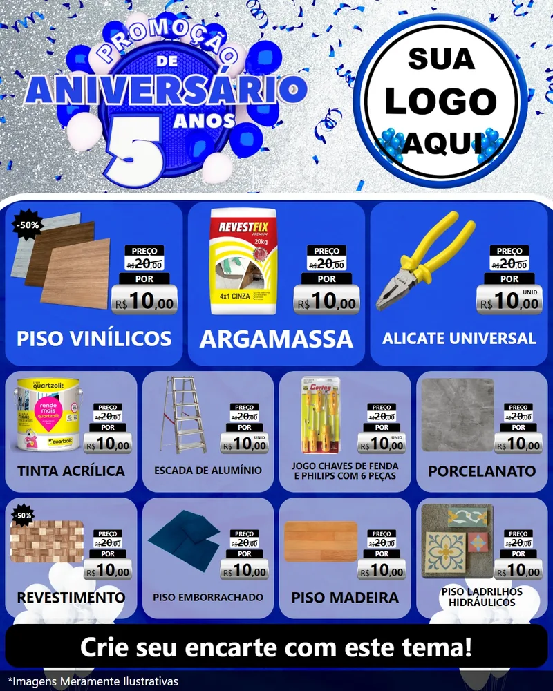 Modelo de Rede Social para Feed Instagram com o tema Promoção de Aniversário - 5 Anos para Material para Construção