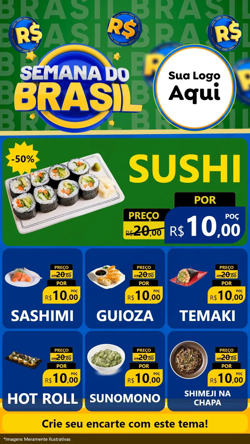 Modelo de Rede Social para Stories com o tema Semana Do Brasil para Comida japonesa