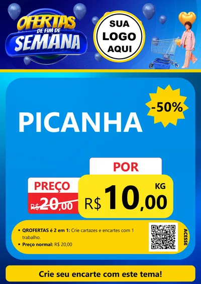 Modelo de Cartaz para Cartaz A4 Vertical com o tema Ofertas de Fim de Semana para Açougue