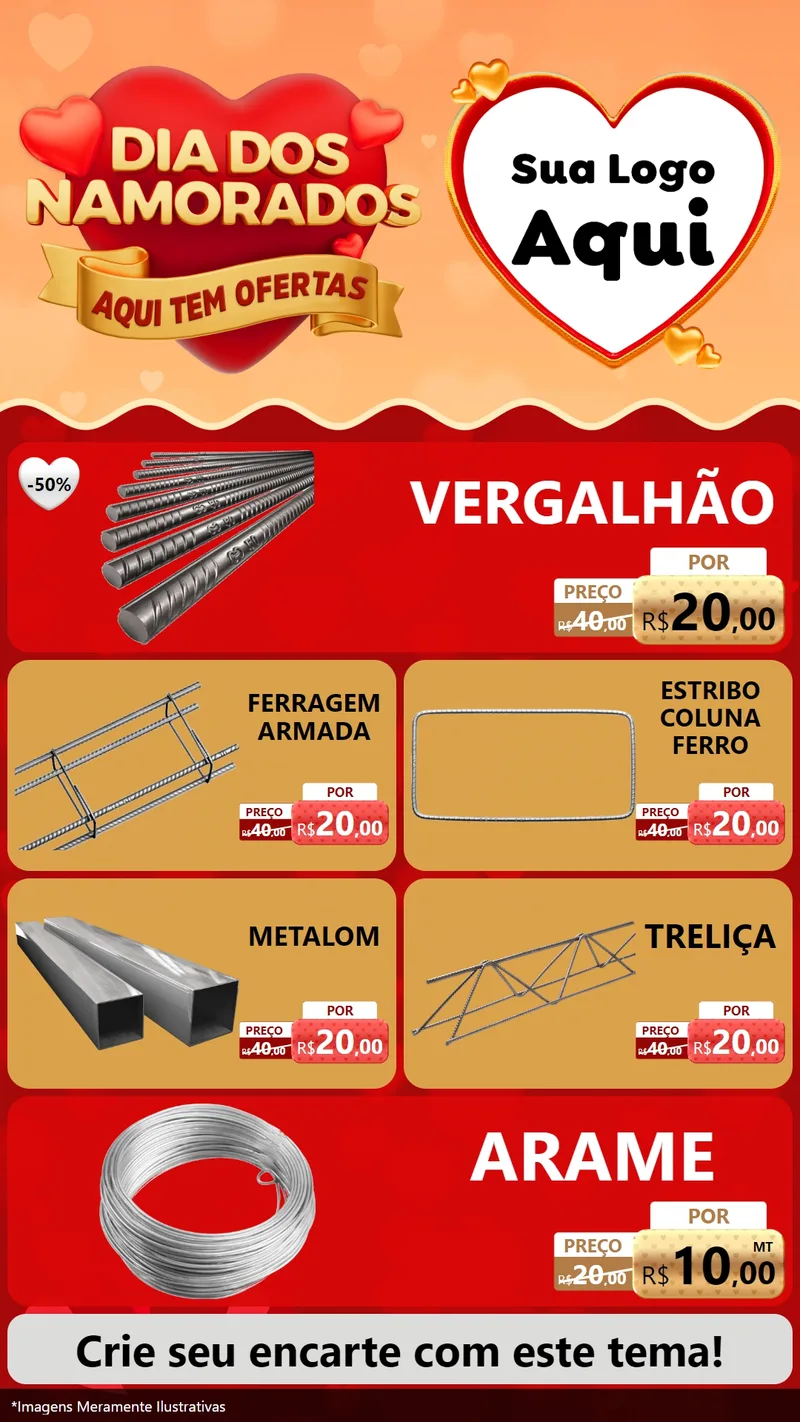 Modelo de TV para TV Vertical com o tema Dia dos Namorados - Aqui Tem Ofertas para Ferragens