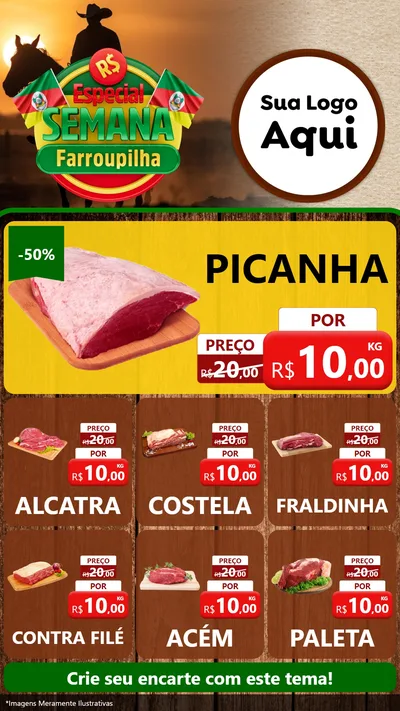 Modelo de Rede Social para Stories com o tema Especial Semana Farroupilha para Açougue