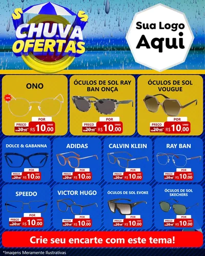 Modelo de Rede Social para Feed Instagram com o tema Chuva de Ofertas para Óticas