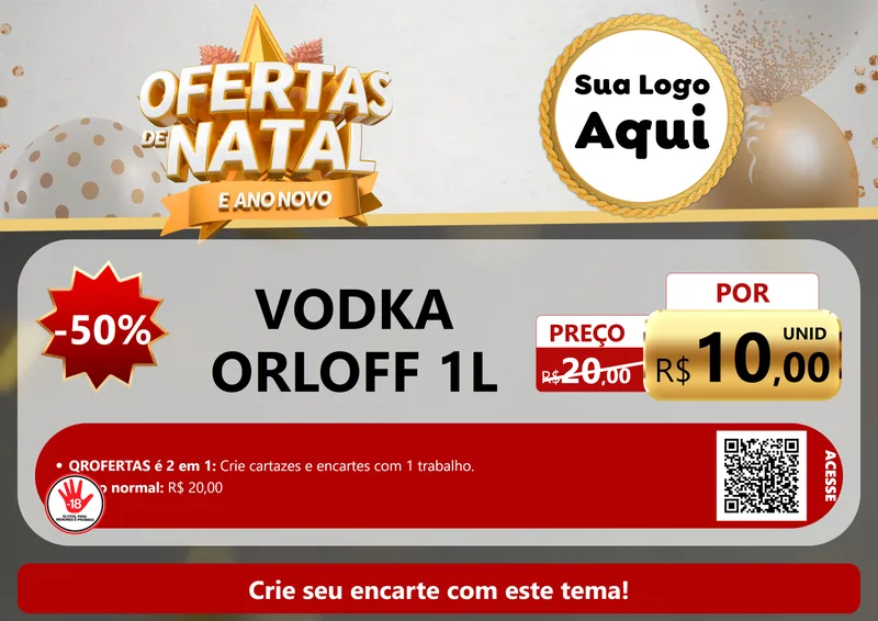 Modelo de Cartaz para Cartaz A4 Horizontal com o tema Ofertas De Natal E Ano Novo para Distribuidora de bebidas