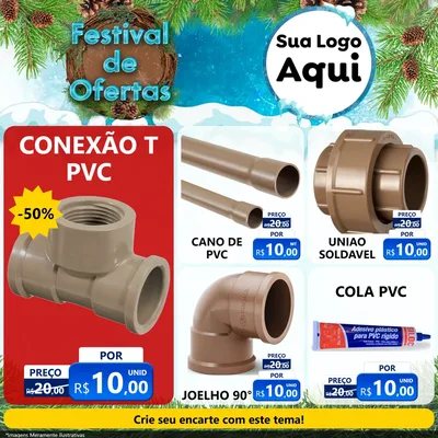 Modelo de Rede Social para Feed Facebook com o tema Festival de Ofertas - Inverno para Tubos e conexões